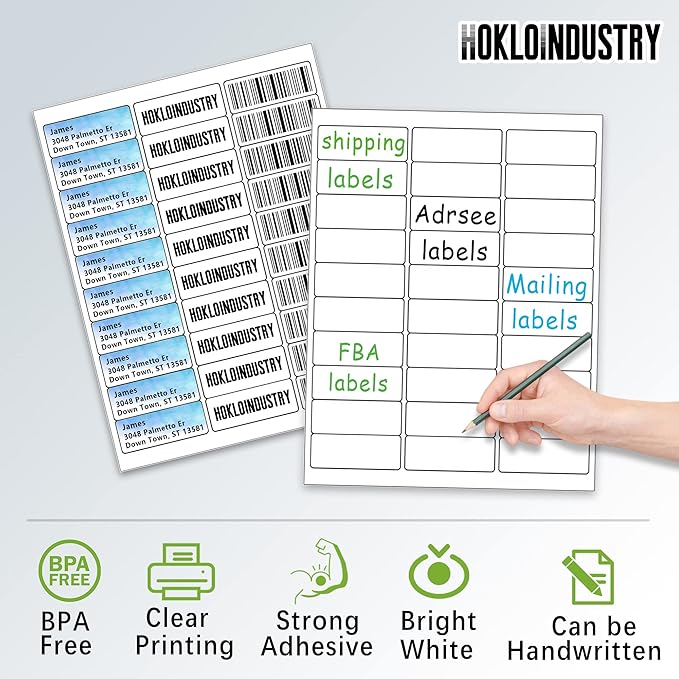 1" x 2 - 5/8" Address Labels,Printable Mailing Labels for Laser/Inkjet Printer,Permanent Adhesive Blank White Labels,Totally 4500 Sticker Labels(150 Sheets) | Address Labels - TrueDesk