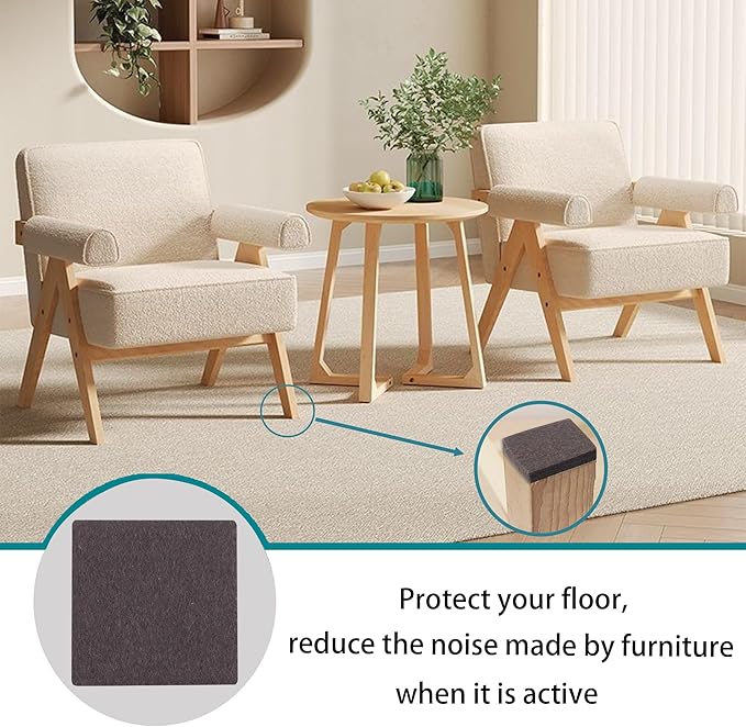 2inch Square Felt Furniture Pads, 16Pcs Self Adhesive Cuttable Felt Furniture Leg Pads Floor Protectors Furniture Sliders for Hardwoods Floors, Brown | Furniture Pads - TrueDesk