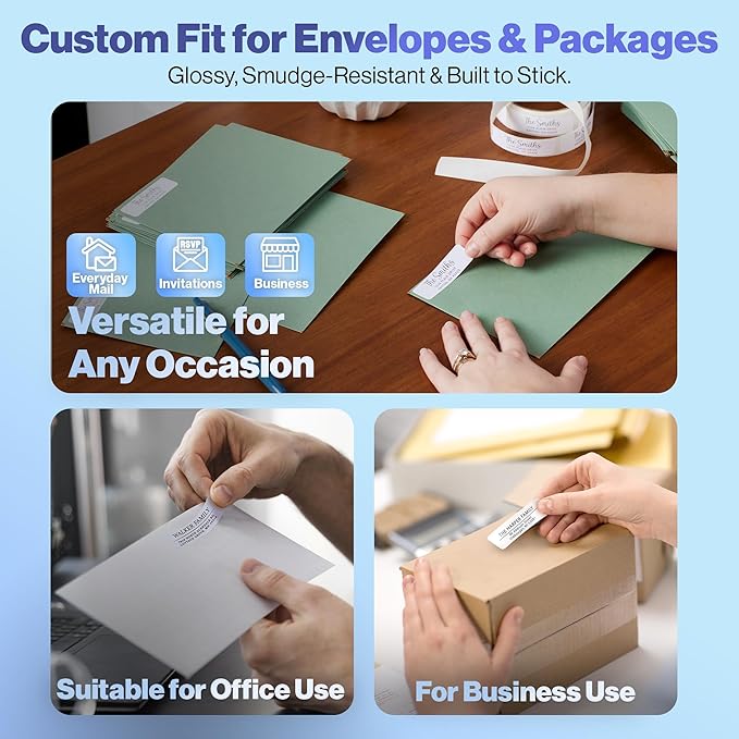300 Personalized Address Labels - Glossy White Return Address Label 2.5" x 0.75'', Stylish Fonts for Envelopes & Packages, Customizable Labels for Home or Office Use | Address Labels - TrueDesk