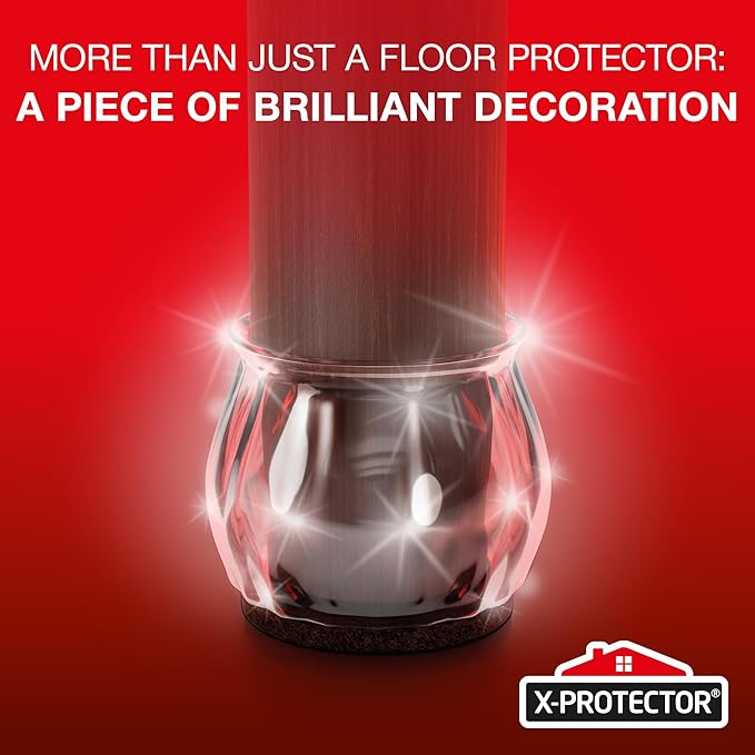 32 PCS Chair Leg Floor Protectors with Felt Pads X - Protector - 1.4" - 1.8" - Furniture Pads for Hardwood Floors - Clear Chair Pads - Floor Protectors for Chairs - Brown Chair Leg Covers! | Furniture Pads - TrueDesk