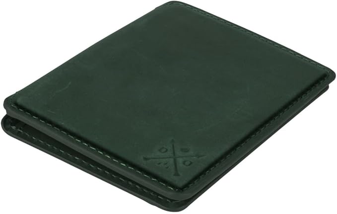 CLOUD Wallet Slim Minimalist — Magnetic Closure, Lightweight Design, Quick Access Pull Tab - Top Grain Leather Front Pocket Wallet (Green)