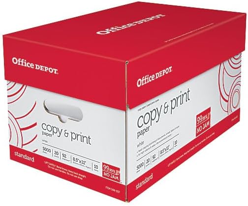 (8.5"" x 11"") - Multi-Use Copy & Printer Paper Brightness 92, Case of 10 Reams - 5,000 Pages Total