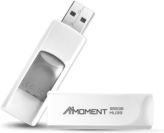 MMOMENT 128GB (5 Pack) MU39 USB Flash Drive– USB 3.2 Retractable Thumb Drive with Sliding Connector, Up to 100MB/s Read, 30MB/s Write – Plug & Play Memory Stick for PC, Mac, TV, Car