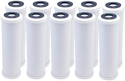10 PACK 10" Carbon Block COCONUT SHELL Filter Cartridge, 9-3/4" x 2-7/8", 5 Micron Replacement Water Filters