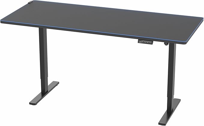 VIVO Electric 71 x 30 in Standing Desk with Full-Size RGB Mouse Pad, Memory Height Adjustment, 1B Series, Black Top Black Frame, DESK-KIT-1B7BP