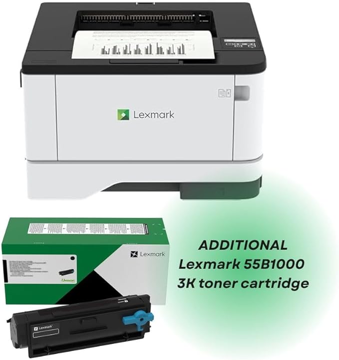 Lexmark MS331dn Black and White Laser Printer, with Ethernet & Automatic Two-Sided Printing, Office Printer (3-Series)(29S0000) Bundle with55B1000 Black 3K Yield Toner Cartridge