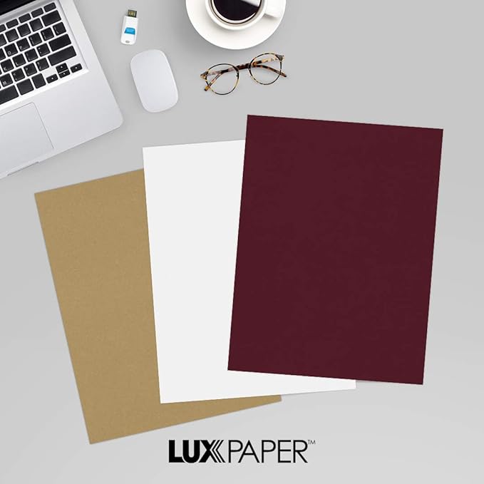 LUXPaper 8.5" x 11" Cardstock | Letter Size | Burgundy Linen | 100lb. Cover (183lb. Text) | 1,000 Qty