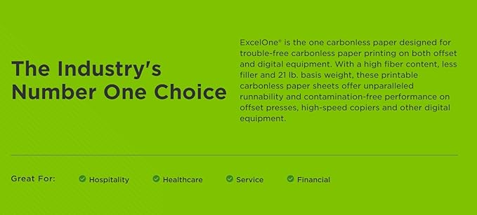 Excel One Carbonless 230949 2-Part Reverse Paper (Canary/White), 8.5" x 11" (10 Reams) 5,000 Sheets