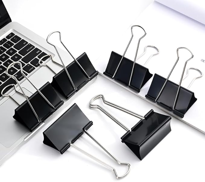 Extra Large Binder Clips 3 inch super big Binder Clips 6 Pack Big Metal Paper Clamps Black (3 Inch)