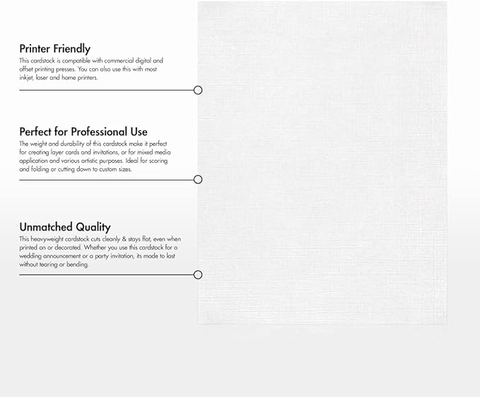 LUXPaper 8.5" x 11" Cardstock | Letter Size | White Linen | 100lb. Cover (183lb. Text) | 50 Qty