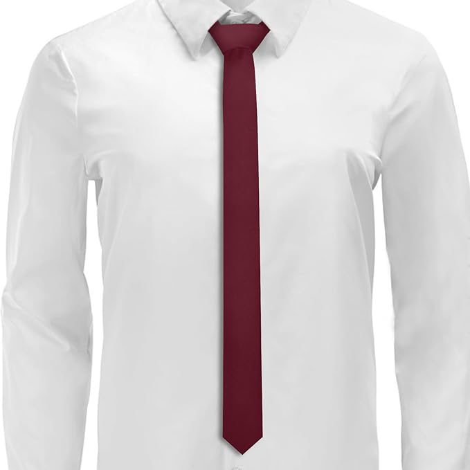 Skinny Ties Black Ties For Men and Women Solid Pure Color 1.58" (4CM) Plain Formal Slim Neckties