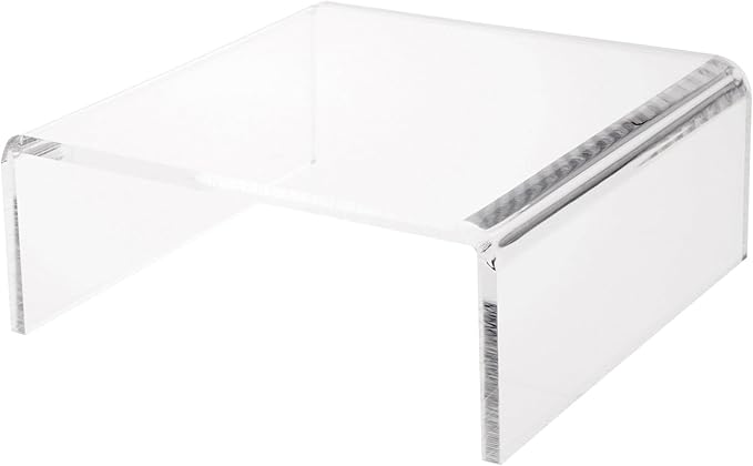Plymor Clear Acrylic Short Square Display Riser, 4" H x 10" W x 10" D (3/8" thick), Pack of 2