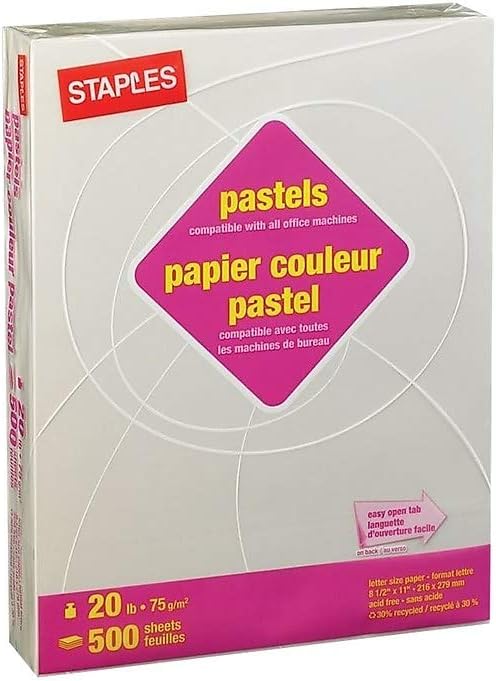 Staples 490950 Pastel Colored Copy Paper 8 1/2-Inch x 11-Inch Cream 500/Ream (14789)