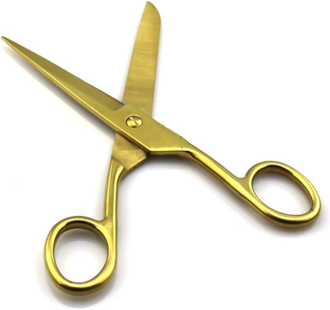 NatSumeBasics 7" Gold Scissors Craft Tailor Fabric Brass Scissors All Purpose Stainless Steel Professional Dressmaker Shears for Desk School Office Home (Gold)