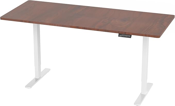 VIVO Electric 71 x 30 in Standing Desk, Memory Height Adjustment, 1B Series, Dark Walnut Top White Frame, DESK-KIT-1W7D