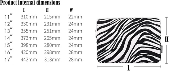 Laptop Sleeve 14 Inch,Waterproof Protective Notebook Case Briefcase Carrying Bag Compatible with MacBook,Acer,Asus, Dell,Lenovo,Microsoft,HP Laptop Cover (Zebra, 11 inch)