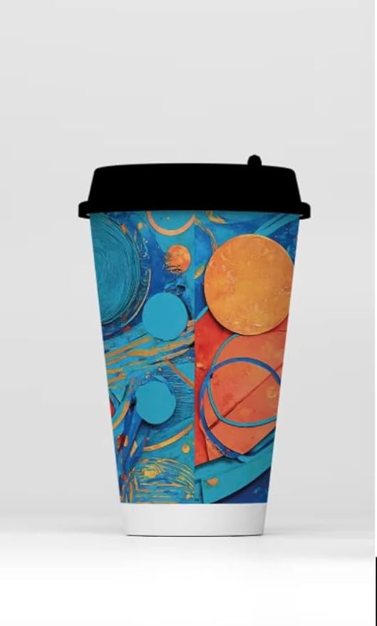 To Go Paper Coffee Cups With Lids, 12 oz, 150 ct, Disposable Insulated Paper Cups for On-The-Go Hot or Cold Beverages,Multi use, Work, Home, Party, Holiday, stylish look