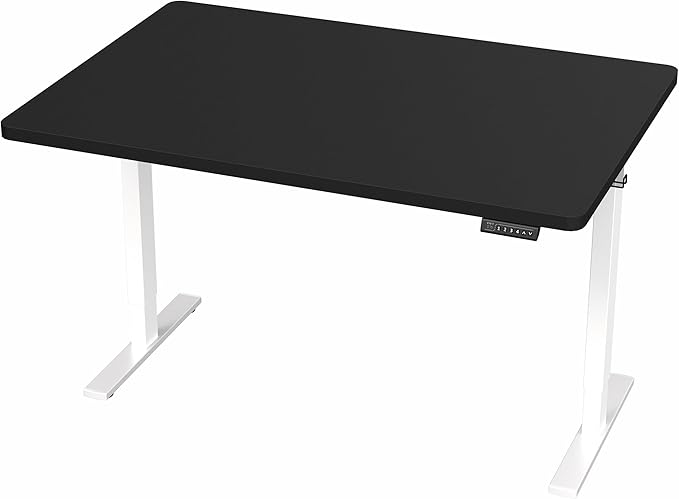 VIVO Electric 48 x 30 in Standing Desk, Memory Height Adjustment, 1B Series, One-Piece Black Top, White Frame, DESK-KIT-1W5B
