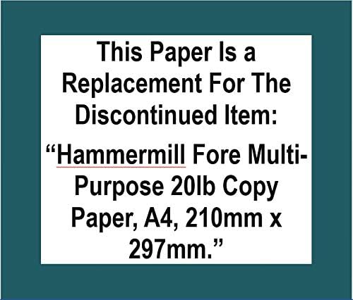 Replacement For Hammermill Fore Multi-Purpose 20 Pound Copy Paper, A4, 210mm x 297mm, 1 Ream, 500 Sheets, Made in USA, Sourced From American Family Tree Farms, 96 Bright, Acid Free. (1)