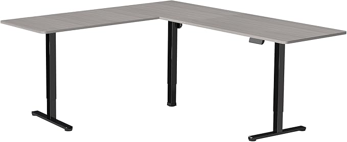 VIVO Electric Corner 75 x 63 inch L-Shaped Standing Desk, Memory Height Adjustment, Dark Gray Top Black Frame, DESK-E3CTG-75