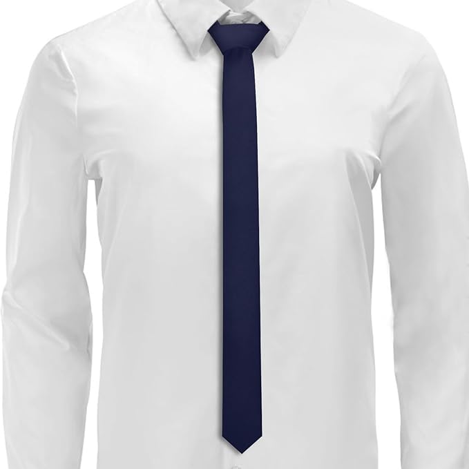 Skinny Ties Black Ties For Men and Women Solid Pure Color 1.58" (4CM) Plain Formal Slim Neckties