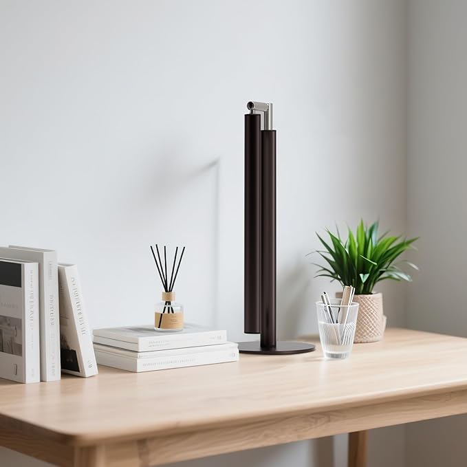 Brown LED Desk Lamp - 16" Foldable Metal Desk Light with Base, 15W, 1200LM, Dimmable Color Changing Table Lamp for Reading Study, Modern Table Lamp for Home Office Laptop College Dorm