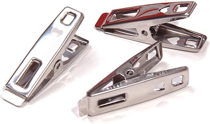 Stainless Steel Clothespins 80 Pack Binder Clips,Heavy Duty Clothespin,All Purpose Heavy Duty Air Tight Seal Good Grip Clips,Metal Clothes Clips for Clothes Sock Food Sealing Photos
