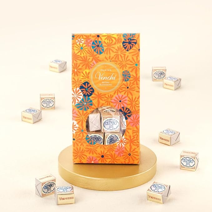 Venchi Cremino Classic 1878 Chocolate 24-Piece Elegant Gift Box - Smooth White Chocolate with Cream Almond Paste between layers of Milk Gianduja & Piedmont Hazelnuts - Preservative & Gluten Free