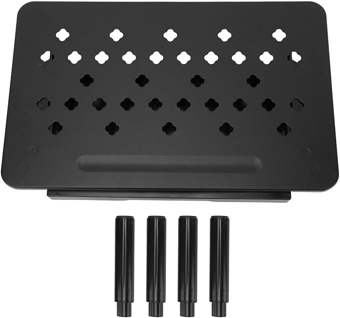 Desk Computer Riser, Monitor Stand Riser with Drawer, 3 Height Adjustable, Metal Laptop Stand, Computer Storage Shelf for PC, Desktop, Laptop, Printer, 20KG Bearing (Black)