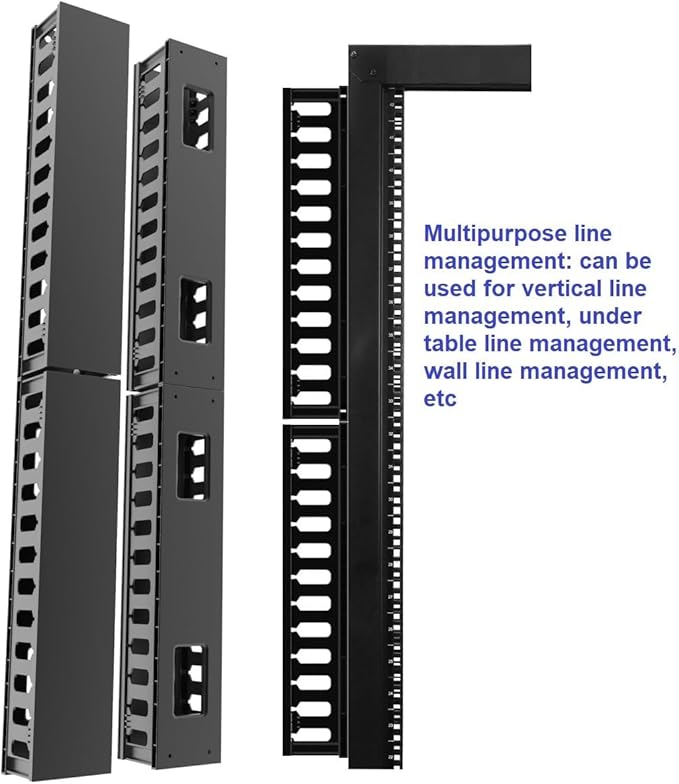 2 Pack of 2U Plastic Cable Management Organizer 12 Slots Horizontal 19" Rack Mount Cable Manager Disassembled