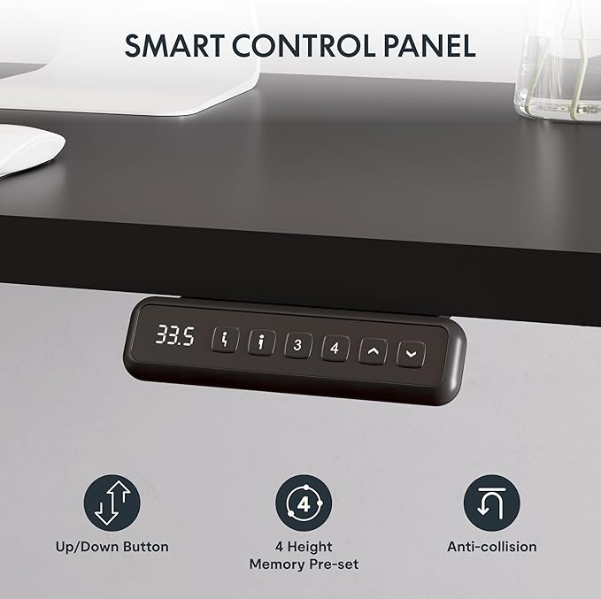 SANODESK Electric Corner L-Shaped 71 x 63 in Standing Desk, Memory Height Adjustment, Black Top Black Frame