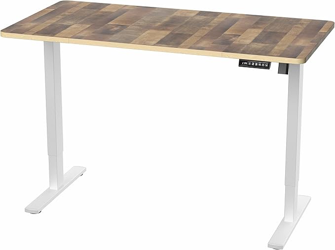 VIVO Electric 60 x 30 in Standing Desk, Memory Height Adjustment, 1B Series, Reclaimed Wood Top White Frame, DESK-KIT-1W6P-30