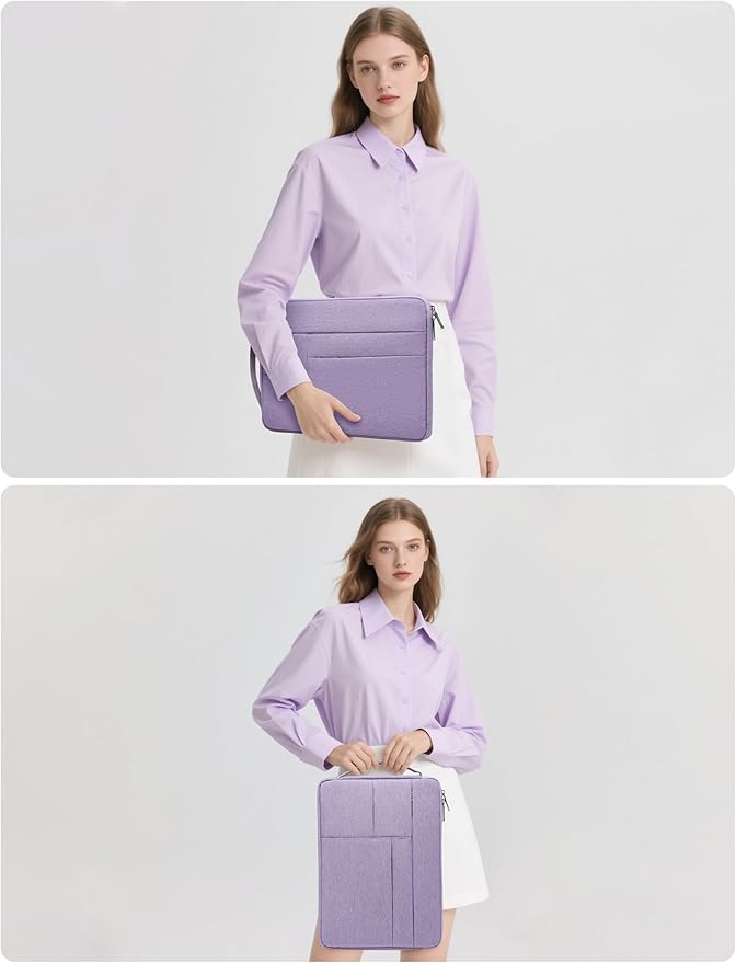 HYZUO 17-17.3 Inch Laptop Sleeve Bag Briefcase for 17" 17.3" HP/Dell/Lenovo/ASUS/LG/MSI Gaming Laptop/Razer Blade 17/18, Men Women NoteBook Protective Case Bag, Lilac Purple