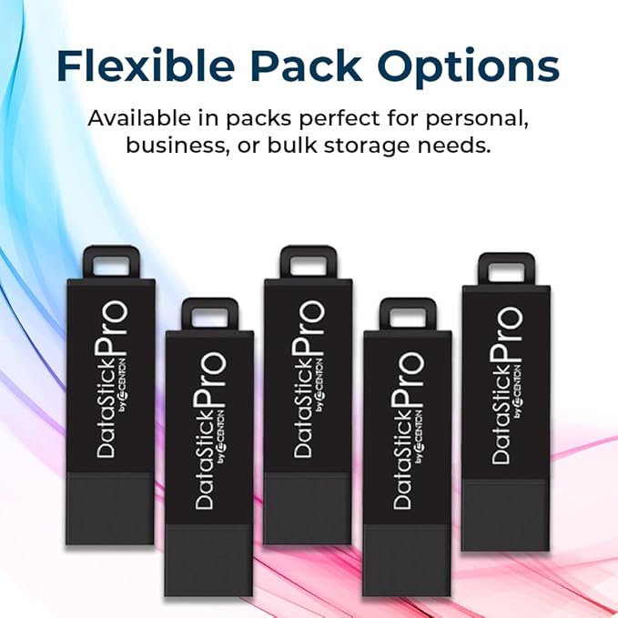 Centon Electronics MP Valuepack USB 3.2 Gen1 DataStick Pro Flash Drive, 8 GB, 5 USB Flash Drives, 5 Pack, Black