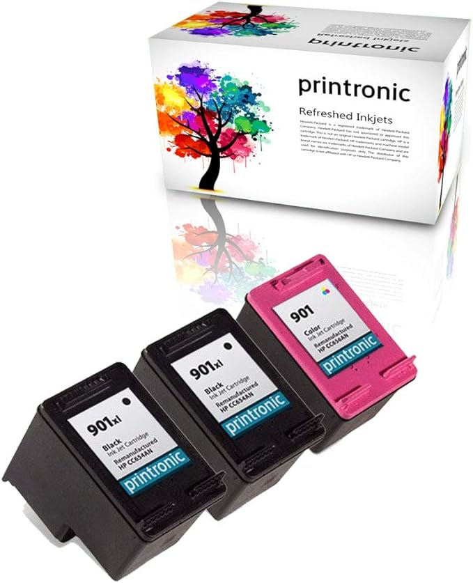 3 Pack Remanufactured HP 901XL HP 901 Ink Cartridge for HP Officejet 4500 J4580 J4660 J4550 J4540 J4524 Printers (2 Black 1 Color)