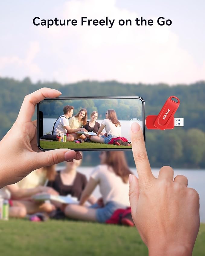 KEXIN Dual 64GB Flash Drive 3.0 USB-A & Type-C Thumb Drive 100MB/s Swivel USB Drive 64GB Memory Stick for Smartphone Tablet iPhone 15/16 Car Game Console, Red