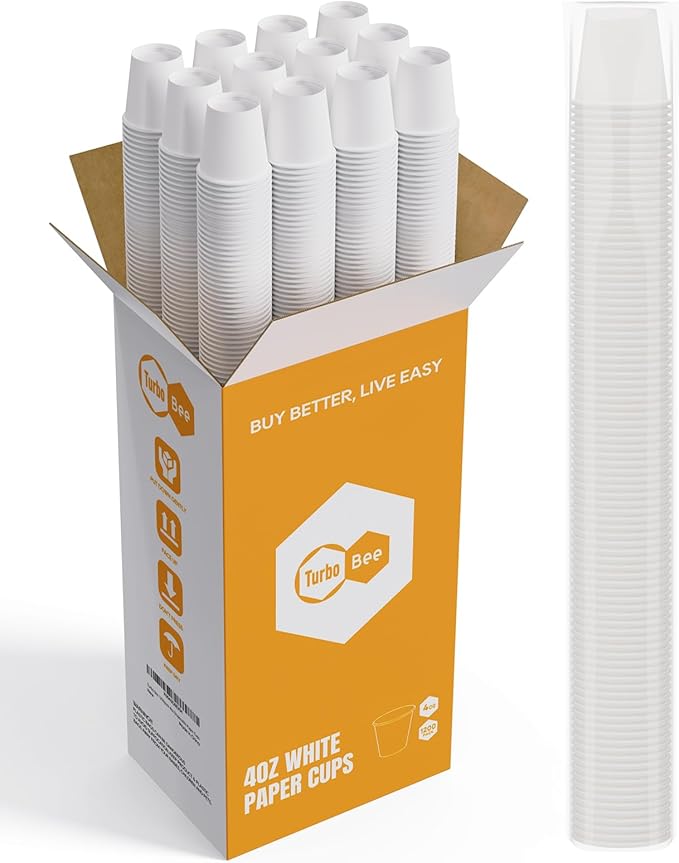 Turbo Bee 1200Pack 4oz Disposable Paper Cups,Disposable Espresso Cups,Coffee Cups, Hot/Cold Beverage Drinking Cups for Party, Travel and Events