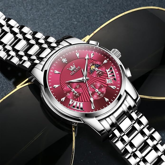 OLEVS Men's Luxury Watch Waterproof Luminous Easy Read Chronograph Watches Full Gold/White Dail/Black Face with Calendar Wristwatch