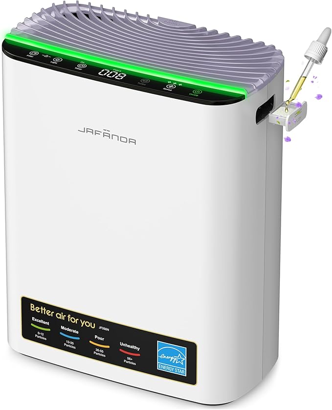 Jafända Air Purifier for Home Large Room Bedroom Up to 1226 Ft², True HEPA Filter with PM2.5 Display & 20dB Sleep Mode, Removes Pet Hair, Odor, Dust, Smoke, Pollen & Allergen