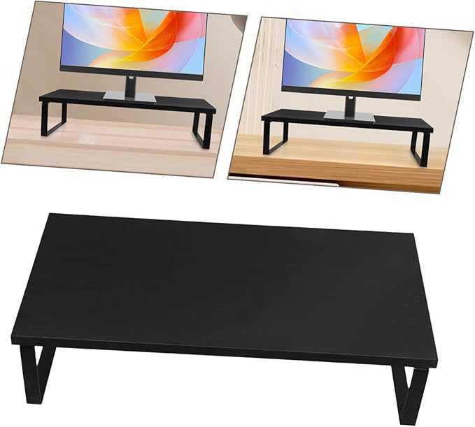Computer Desk Stand Monitor Riser Compact Black Computer Riser for Office Home Table with Smooth Surface and Stable Elevated Design