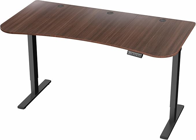 VIVO Electric 63 x 32 in Standing Desk, Memory Height Adjustment, 1B Series, Dark Walnut Top Black Frame, DESK-KIT-1B1D