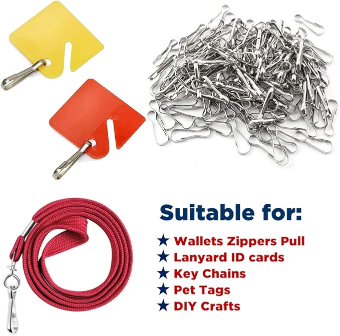 150pcs Stainless Steel Spring Clips Lanyard Snap Hooks for Name Tag Badges Key Ring Keychain Zipper DIY Crafts, 1 Inch(25mm Detachable for Wallets Lanyard ID Cards Pet Tags Shower Curtains