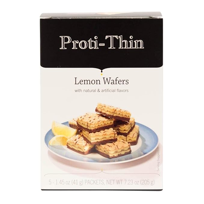 Proti-Thin High Protein Lemon Wafer Squares, 15g Protein, Low Calorie, Low Carb, Low Sugar, Aspartame Free, Diet Wafer Bars, Healthy Snack, 2 Wafers per Serving, 5 Count Box (6 Boxes - Save 10%)
