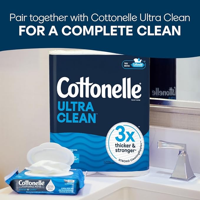 Cottonelle Fresh Feel Flushable Wet Wipes, Adult Wet Wipes, 16 Flip-Top Packs, 42 Wipes Per Pack (672 Total Wipes), Packaging May Vary