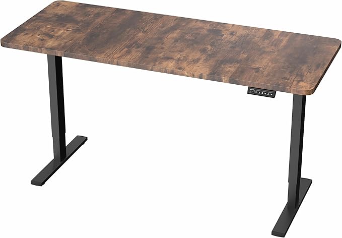 VIVO Electric 60 x 30 in Standing Desk, Memory Height Adjustment, 1B Series, Rustic Vintage Brown Top Black Frame, DESK-KIT-1B6N-30