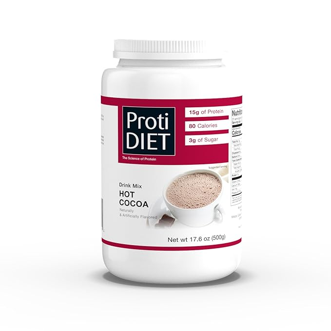 ProtiDIET High Protein Hot Cocoa Mix - Hot Cocoa Drink - 21 Servings of Smooth and Rich Chocolaty Protein Drink Mix Flavor - 17.6 oz Canister