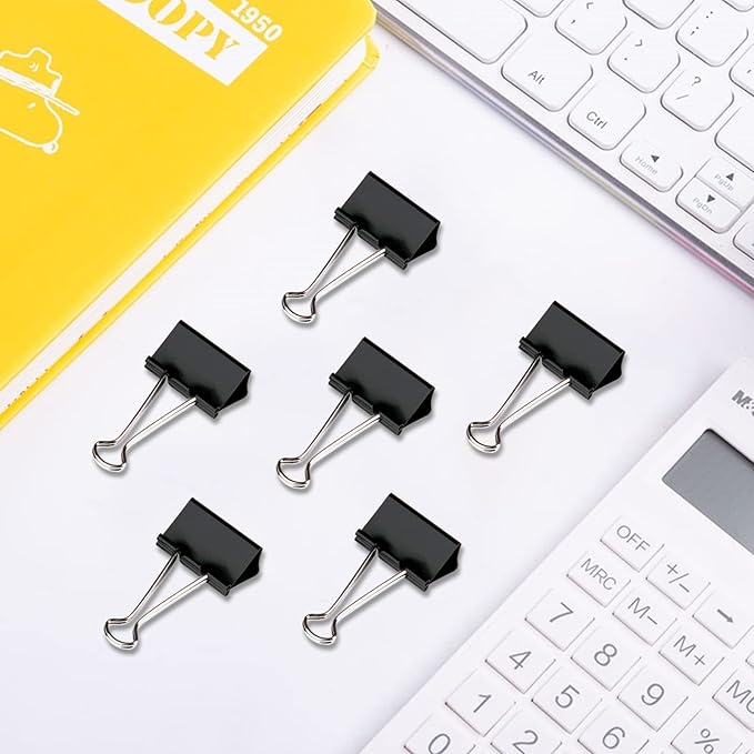 120 Pack Black Binder Clips 0.75 Inch, Small Paper Clamps, Black Paper Binder Clips, Office Clips, Mini Binder Clips, Small Clips for Office Supplies Home School and Business