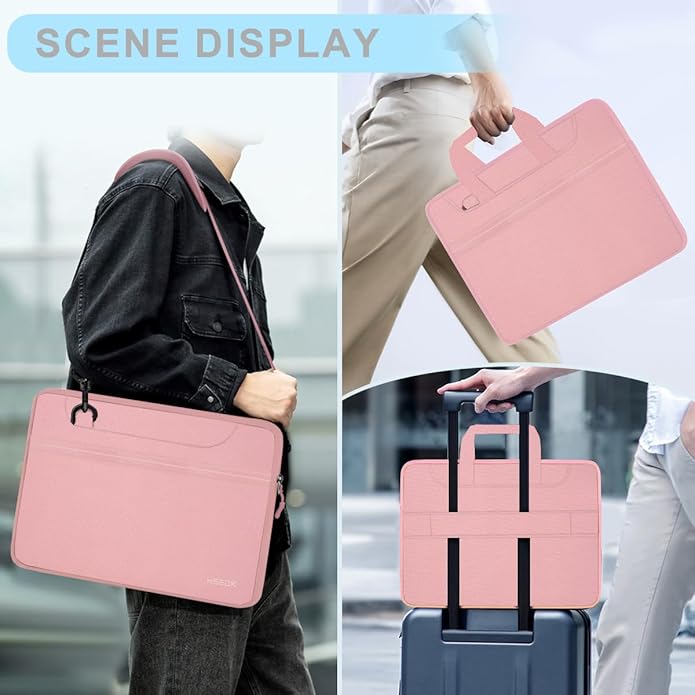Universal Laptop Shoulder Bag 13-17.3 Inch Shockproof Briefcase with Multi-Pockets & Adjustable Strap for MacBook Pro/Air