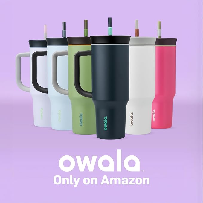 Owala Stainless Steel Triple Layer Insulated Travel Tumbler with Spill Resistant Lid,Straw,and Carry Handle,BPA Free,40 oz,Pink (Watermelon Breeze),(Pack of 6)