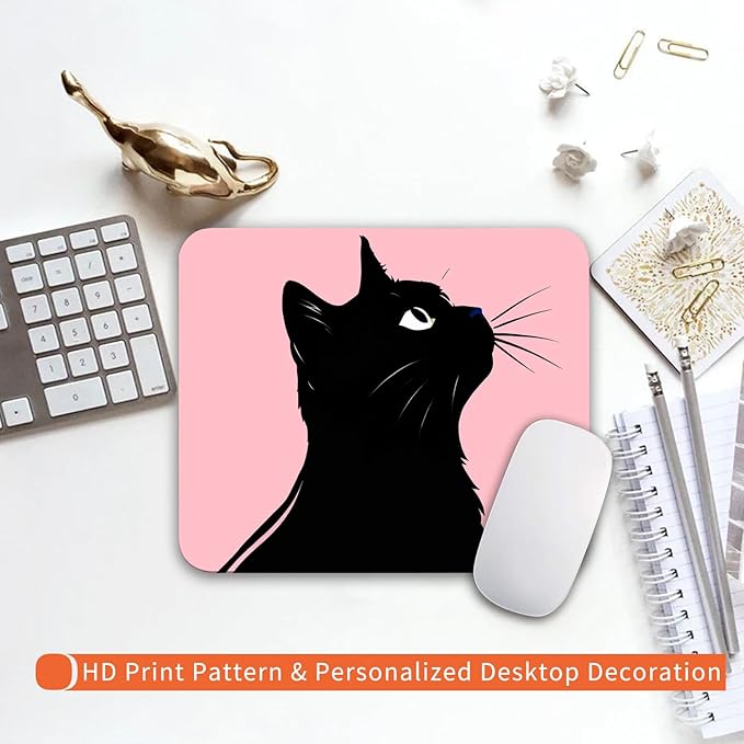 Square Mouse Pad Cat,Personalized Premium-Textured Custom Mouse Mat Design,Washable Mousepad Lycra Cloth,Non-Slip Rubber Base Computer Mouse Pads for Wireless Mouse